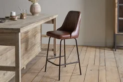 Kitchen & Dining|Bar Stools & Bar Chairs^Nkuku Harsha Leather Counter Chair - Chocolate Brown
