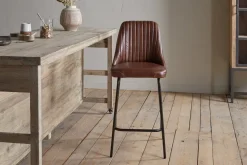 Kitchen & Dining|Bar Stools & Bar Chairs^Nkuku Harsha Leather Counter Chair - Chocolate Brown