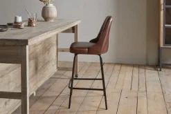 Kitchen & Dining|Bar Stools & Bar Chairs^Nkuku Harsha Leather Counter Chair - Chocolate Brown