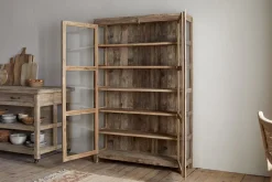 Kitchen & Dining|Cabinets & Sideboards^Nkuku Ibo Reclaimed Wood & Glass Cabinet - Natural - Wide