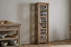 Kitchen Storage|Kitchen & Dining^Nkuku Ibo Reclaimed Wood & Glass Cabinet - Natural - Tall