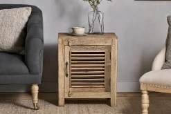 Bedroom|Living^Nkuku Ibo Reclaimed Wooden Slatted Cabinet – Natural - Small
