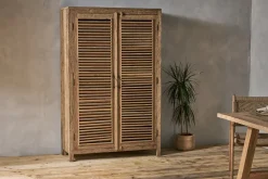 Home Office|Bedroom^Nkuku Ibo Reclaimed Wooden Slatted Cabinet – Natural - Large