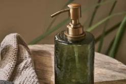 Bathroom Accessories^Nkuku Ilcoso Recycled Hammered Glass Soap Dispenser - Green