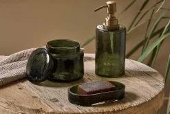 Bathroom Accessories^Nkuku Ilcoso Recycled Hammered Glass Soap Dispenser - Green