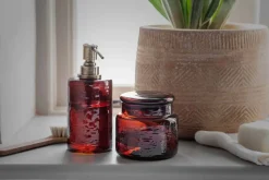 Bathroom Accessories^Nkuku Ilcoso Recycled Hammered Glass Soap Dispenser - Amber
