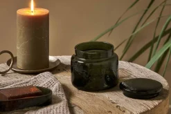 Bathroom Accessories^Nkuku Ilcoso Recycled Hammered Glass Storage Pot - Green