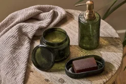 Bathroom Accessories^Nkuku Ilcoso Recycled Hammered Glass Storage Pot - Green