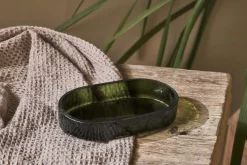 Bathroom Accessories^Nkuku Ilcoso Recycled Hammered Glass Soap Dish - Green
