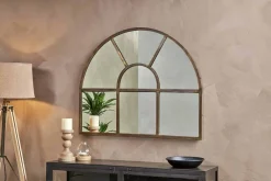 Wall Mirrors^Nkuku Imoma Iron Overmantel Arch Mirror - Brass