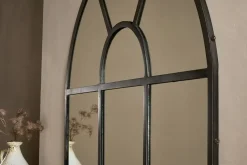 Fireside|Wall Mirrors^Nkuku Imoma Iron Overmantle Arch Mirror Black