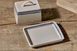 Pantry|Breakfast Accessories^Nkuku Indigo Drop Butter Dish - Cream & Indigo