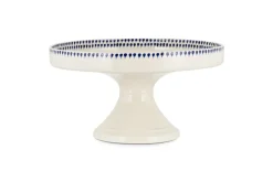 Pantry|Cake Domes & Stands^Nkuku Indigo Drop Ceramic Stand - Cream & Indigo