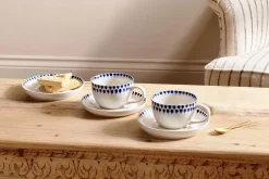 Breakfast Accessories|Teapots & Teacups^Nkuku Drop Cup & Saucer - Cream & Indigo