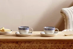 Breakfast Accessories|Teapots & Teacups^Nkuku Drop Cup & Saucer - Cream & Indigo