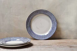 Plates^Nkuku Indigo Drop Dinner Plate - Cream & Indigo