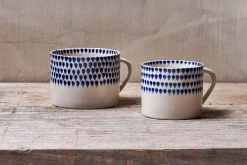 Mugs^Nkuku Indigo Drop Mug - - Large (Set of 2) Cream & Indigo