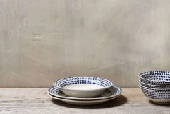 Bowls^Nkuku Drop Pasta Bowl - Cream & Indigo