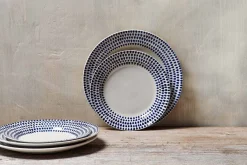 Plates^Nkuku Indigo Drop Side Plate - Cream & Indigo