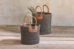 Baskets|Bathroom Accessories^Nkuku Indra Coil Basket - Charcoal
