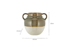 Vases|Decorative Pots & Vases^Nkuku Inha Reactive Glaze Vase - Dark Olive & Natural