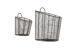 Baskets|Pantry^Nkuku Inkollu Wall Hung Baskets - Aged Brass - (Set of 2)