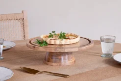 Cake Domes & Stands^Nkuku Inkollu Wire & Mango Wood Cake Stand - Aged Brass