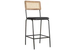 Kitchen & Dining|Bar Stools & Bar Chairs^Nkuku Iswa Leather & Cane Counter Chair - Aged Black