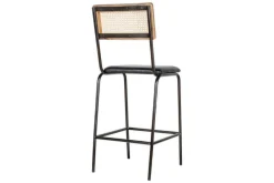 Kitchen & Dining|Bar Stools & Bar Chairs^Nkuku Iswa Leather & Cane Counter Chair - Aged Black