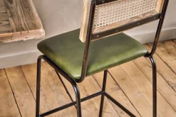 Bar Stools & Bar Chairs|Kitchen & Dining^Nkuku Iswa Leather & Cane Counter Chair - Rich Green