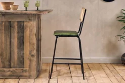 Bar Stools & Bar Chairs|Kitchen & Dining^Nkuku Iswa Leather & Cane Counter Chair - Rich Green