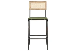 Bar Stools & Bar Chairs|Kitchen & Dining^Nkuku Iswa Leather & Cane Counter Chair - Rich Green