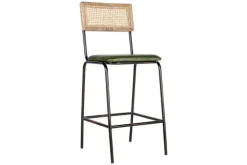 Bar Stools & Bar Chairs|Kitchen & Dining^Nkuku Iswa Leather & Cane Counter Chair - Rich Green