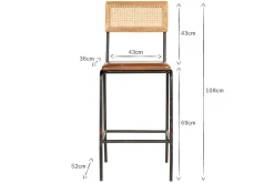 Kitchen & Dining|Bar Stools & Bar Chairs^Nkuku Iswa Leather & Cane Counter Chair - Aged Tan