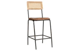 Kitchen & Dining|Bar Stools & Bar Chairs^Nkuku Iswa Leather & Cane Counter Chair - Aged Tan
