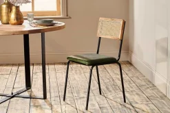 Home Office|Kitchen & Dining^Nkuku Iswa Leather & Cane Dining Chair - Green