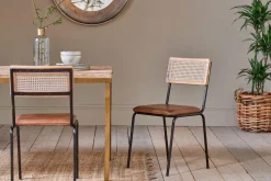 Home Office|Kitchen & Dining^Nkuku Iswa Leather & Cane Dining Chair - Tan