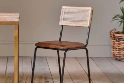 Home Office|Kitchen & Dining^Nkuku Iswa Leather & Cane Dining Chair - Tan