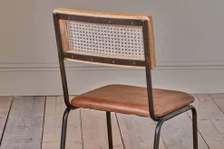Home Office|Kitchen & Dining^Nkuku Iswa Leather & Cane Dining Chair - Tan
