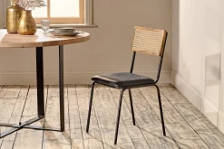Home Office|Kitchen & Dining^Nkuku Iswa Leather & Cane Dining Chair - Black