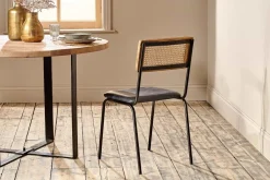 Home Office|Kitchen & Dining^Nkuku Iswa Leather & Cane Dining Chair - Black