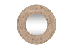 Round Mirrors|Wall Mirrors^Nkuku Itwa Mango Wood Carved Mirror - Natural