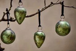 Baubles & Tree Decorations|Shades Of Nature^Nkuku Jalshara Baubles - (Set of 4) Moss
