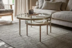 Living|Coffee Tables^Nkuku Jiya Iron & Glass Nested Coffee Tables - Brass