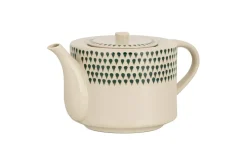 Breakfast Accessories|Teapots & Teacups^Nkuku Juniper Drop 4 Person Teapot - Cream & Juniper Green
