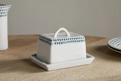 Pantry|Kitchen Storage^Nkuku Juniper Drop Butter Dish - Cream & Juniper Green