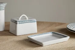 Pantry|Kitchen Storage^Nkuku Juniper Drop Butter Dish - Cream & Juniper Green