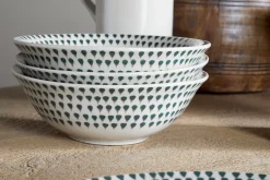 Breakfast Accessories|Bowls^Nkuku Juniper Drop Cereal Bowl - Cream & Juniper