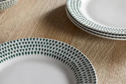 Plates^Nkuku Juniper Drop Dinner Plate - Cream & Juniper