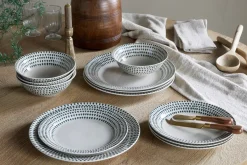 Christmas Table^Nkuku Juniper Drop Dinnerware Set - (Set of 12) Cream & Juniper
